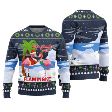 2026 Christmas Jingle And Flamingke Ugly Christmas Sweater - Moonbestprint