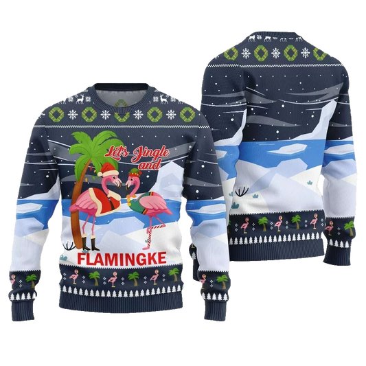 2026 Christmas Jingle And Flamingke Ugly Christmas Sweater - Moonbestprint