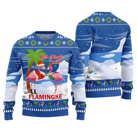 2026 Christmas Jingle And Flamingke Ugly Christmas Sweater - Moonbestprint
