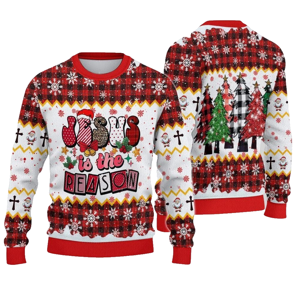 2026 Christmas Jesus Is The Reason Ugly Sweatshirt - Moonbestprint
