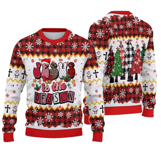 2026 Christmas Jesus Is The Reason Ugly Sweatshirt - Moonbestprint