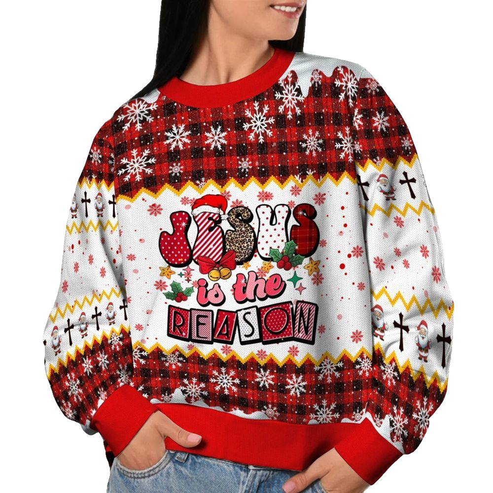 2026 Christmas Jesus Is The Reason Ugly Sweatshirt - Moonbestprint