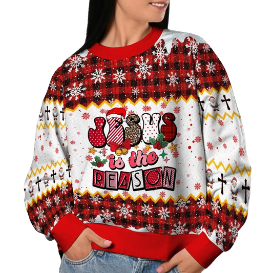 2026 Christmas Jesus Is The Reason Ugly Sweatshirt - Moonbestprint