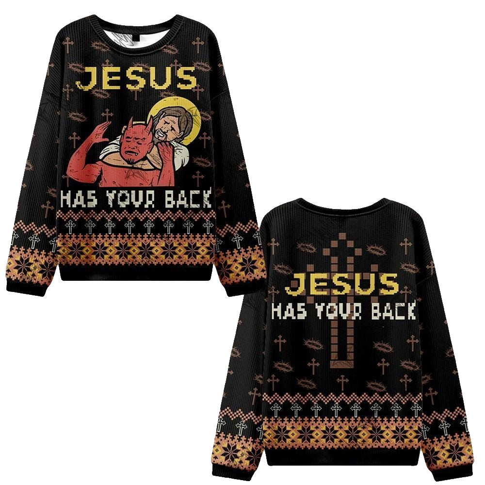 2026 Christmas Jesus has Your Back Ugly Christmas Sweater - Moonbestprint