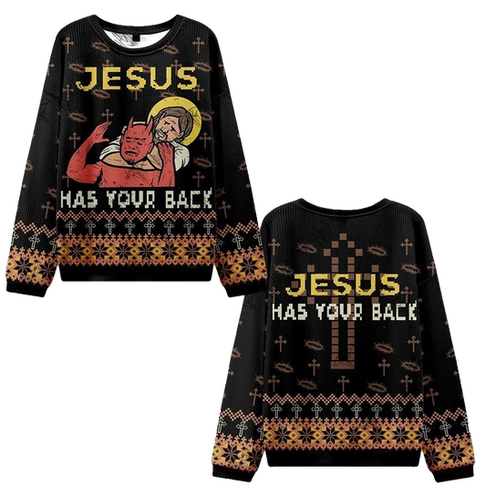 2026 Christmas Jesus has Your Back Ugly Christmas Sweater - Moonbestprint