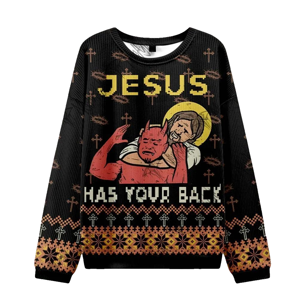 2026 Christmas Jesus has Your Back Ugly Christmas Sweater - Moonbestprint