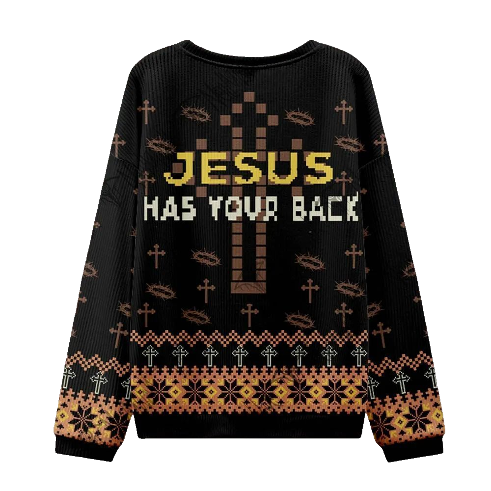 2026 Christmas Jesus has Your Back Ugly Christmas Sweater - Moonbestprint