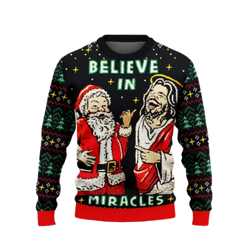 2026 Christmas Jesus Believe In Miracle Ugly Sweater - Moonbestprint