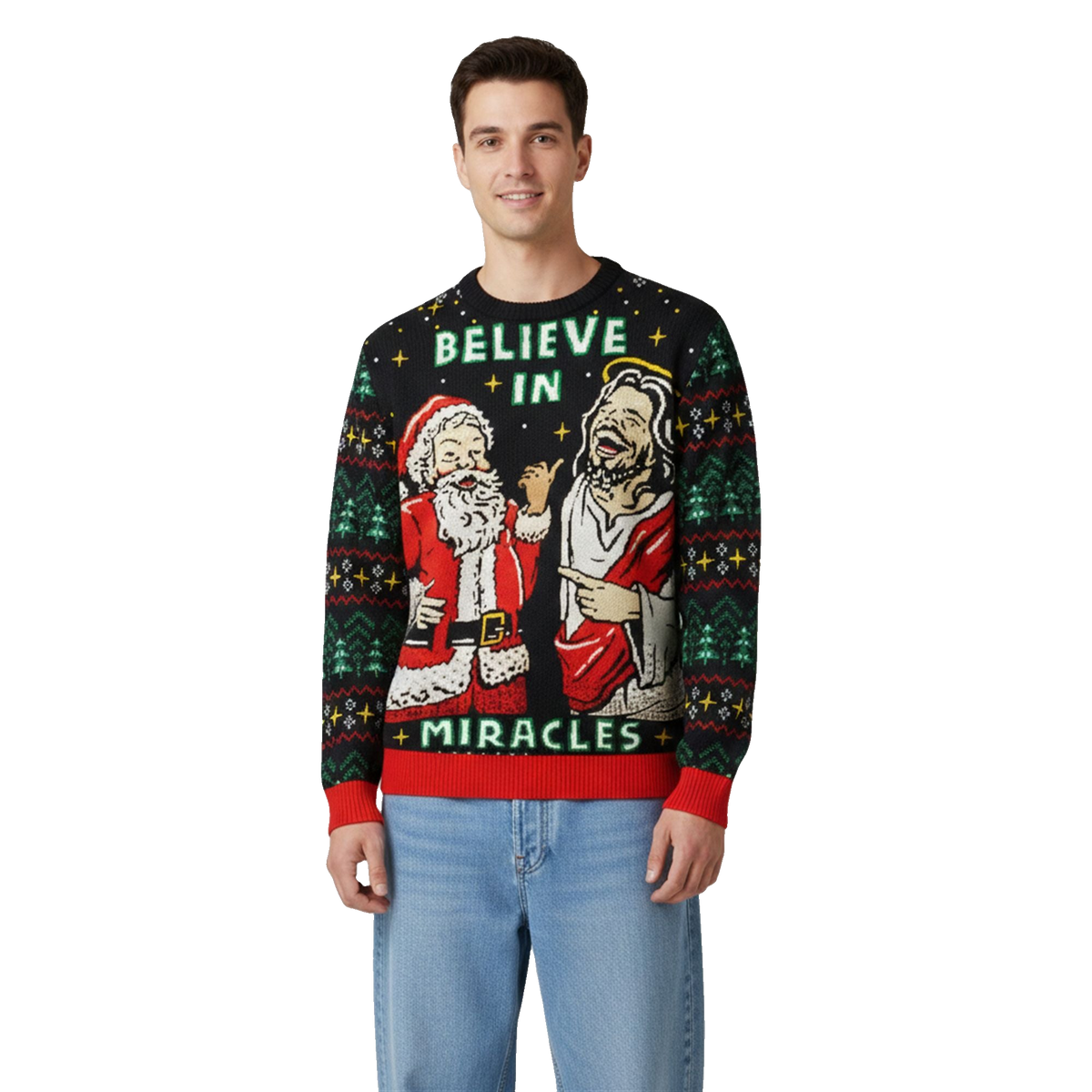 2026 Christmas Jesus Believe In Miracle Ugly Sweater - Moonbestprint
