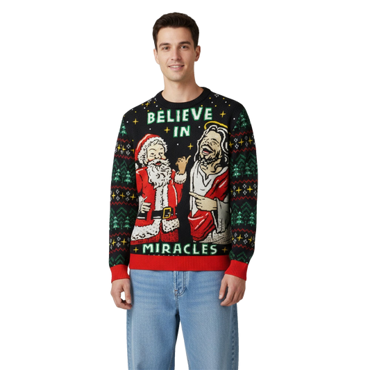 2026 Christmas Jesus Believe In Miracle Ugly Sweater - Moonbestprint