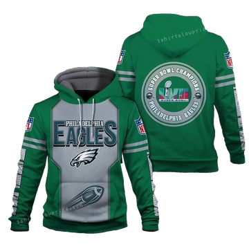 Eagles Champions Green Color Philadelphia Eagles Sb Champion 2023 All Over Print Hoodie - Moonbestprint