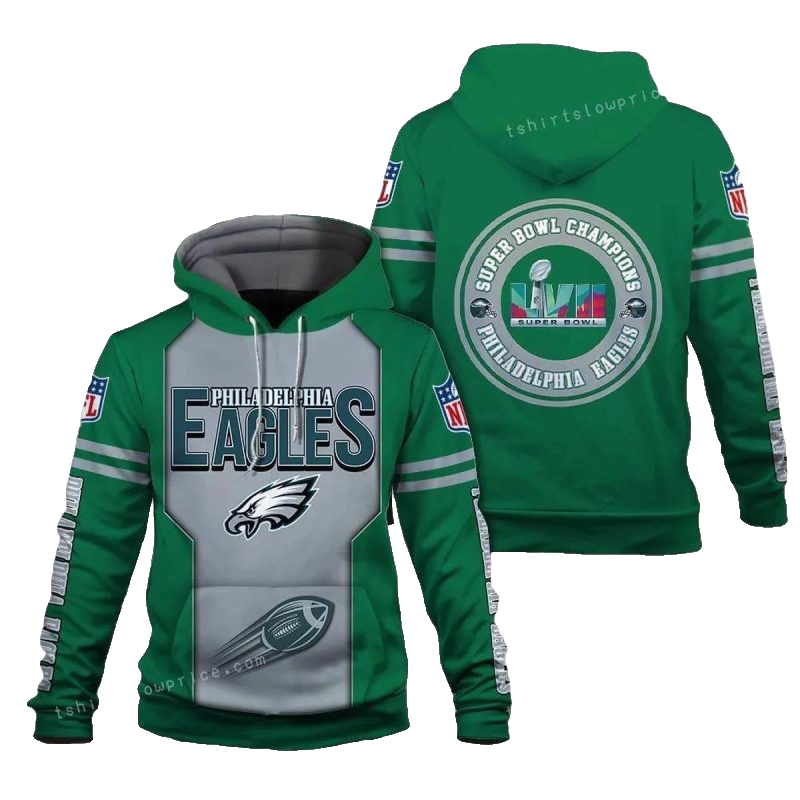 Eagles Champions Green Color Philadelphia Eagles Sb Champion 2023 All Over Print Hoodie - Moonbestprint