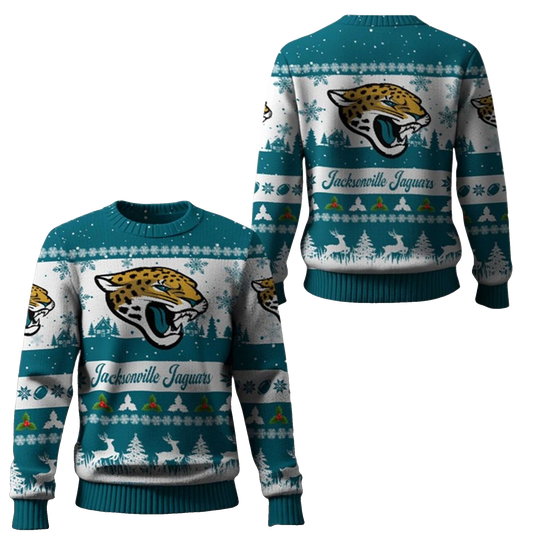 2025 Christmas Jaguars Festive Reindeer Tree Ugly Sweater – Moonbestprint