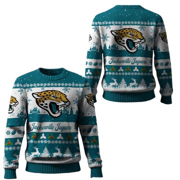 2026 Christmas Jaguars Festive Reindeer Tree Ugly Sweater - Moonbestprint