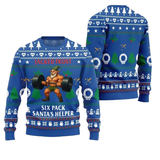 2026 Christmas Jacked Frost Six Pack Santas Helper Ugly Christmas Sweater - Moonbestprint