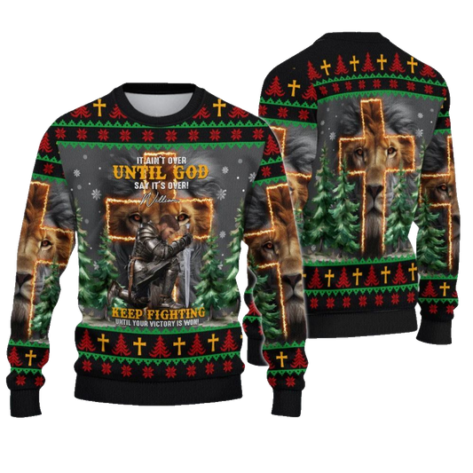 2026 Christmas It Ain't Over Until God Says It's Over Christmas Ugly Sweatshirt - Moonbestprint