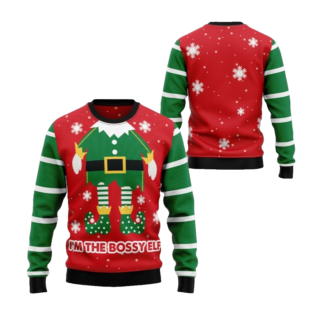 2026 Christmas Im The Bossy Elf Ugly Christmas Sweater - Moonbestprint