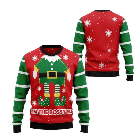2026 Christmas Im The Bossy Elf Ugly Christmas Sweater - Moonbestprint