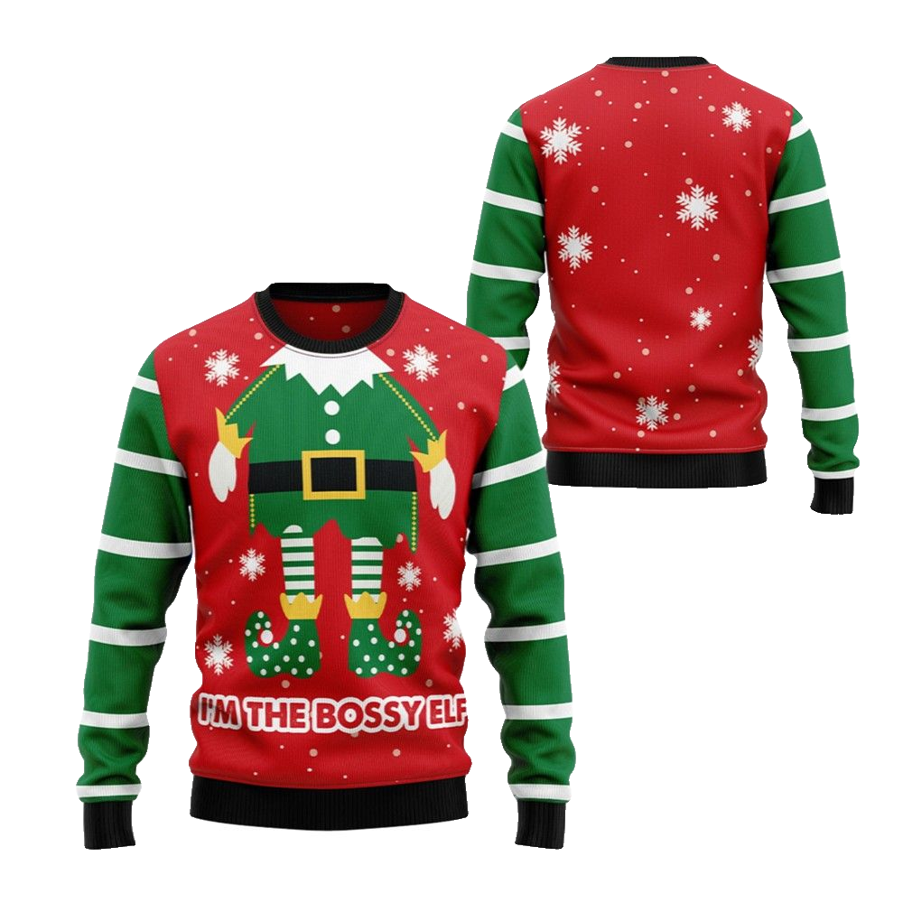 2026 Christmas Im The Bossy Elf Ugly Christmas Sweater - Moonbestprint