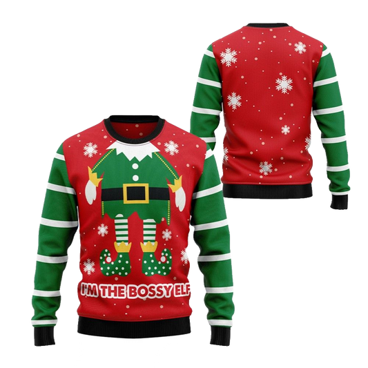 2026 Christmas Im The Bossy Elf Ugly Christmas Sweater - Moonbestprint