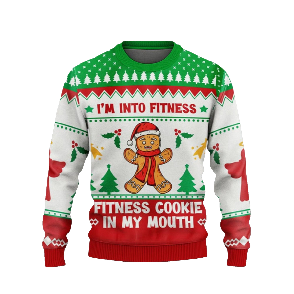 2026 Christmas Im Into Fitness Cookie In My Mouth Ugly Sweater - Moonbestprint