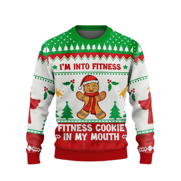 2026 Christmas Im Into Fitness Cookie In My Mouth Ugly Sweater - Moonbestprint