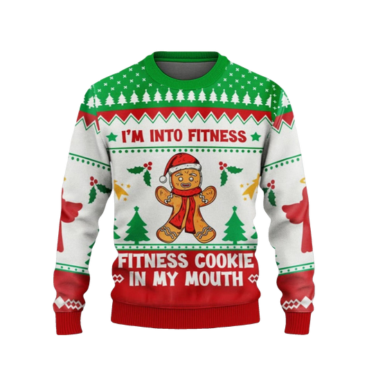 2026 Christmas Im Into Fitness Cookie In My Mouth Ugly Sweater - Moonbestprint