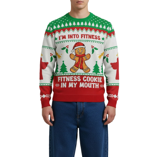 2026 Christmas Im Into Fitness Cookie In My Mouth Ugly Sweater - Moonbestprint