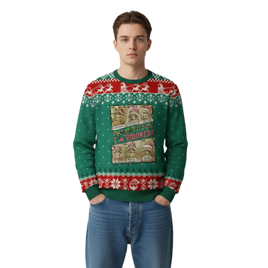 2026 Christmas Im Booked Raccoon Ugly Sweater - Moonbestprint