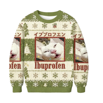2026 Christmas Ibuprofen Meme Cat Ugly Sweater - Moonbestprint