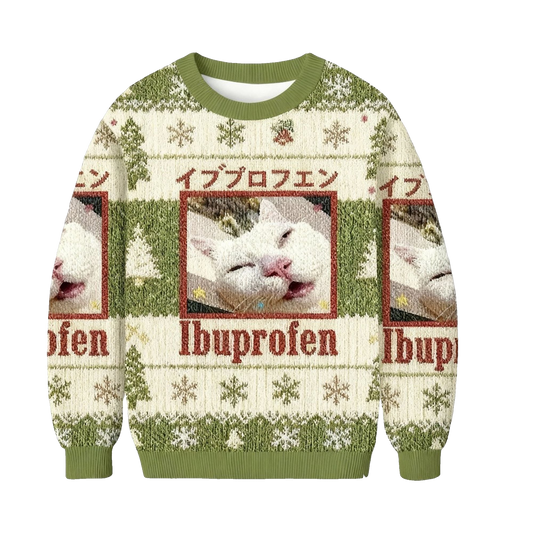 2026 Christmas Ibuprofen Meme Cat Ugly Sweater - Moonbestprint