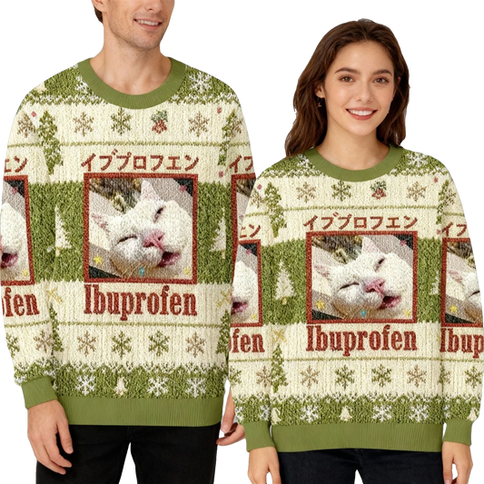 2026 Christmas Ibuprofen Meme Cat Ugly Sweater - Moonbestprint