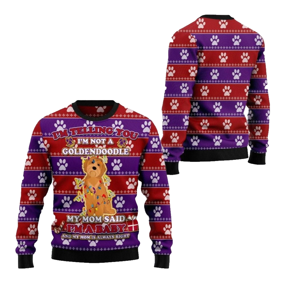 2026 Christmas I'm Telling You Im Not A Goldendoodle Im a Baby Ugly Christmas Sweater - Moonbestprint