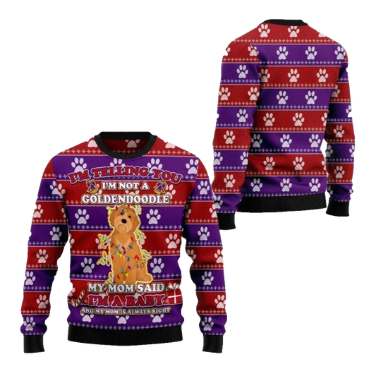 2026 Christmas I'm Telling You Im Not A Goldendoodle Im a Baby Ugly Christmas Sweater - Moonbestprint