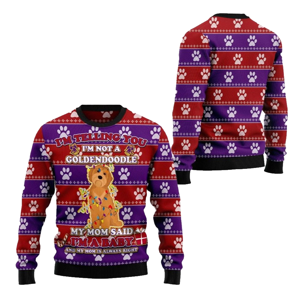 2026 Christmas I'm Telling You Im Not A Goldendoodle Im a Baby Ugly Christmas Sweater - Moonbestprint