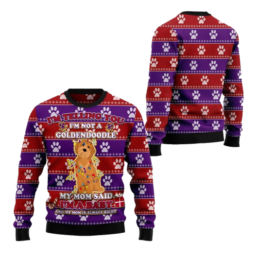 2026 Christmas I'm Telling You Im Not A Goldendoodle Im a Baby Ugly Christmas Sweater - Moonbestprint