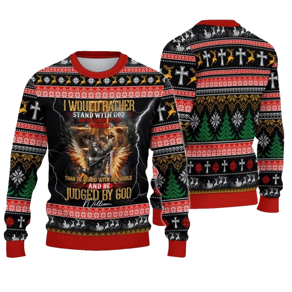 2026 Christmas I Would Rather Stand With God Christmas Ugly Sweatshirt - Moonbestprint