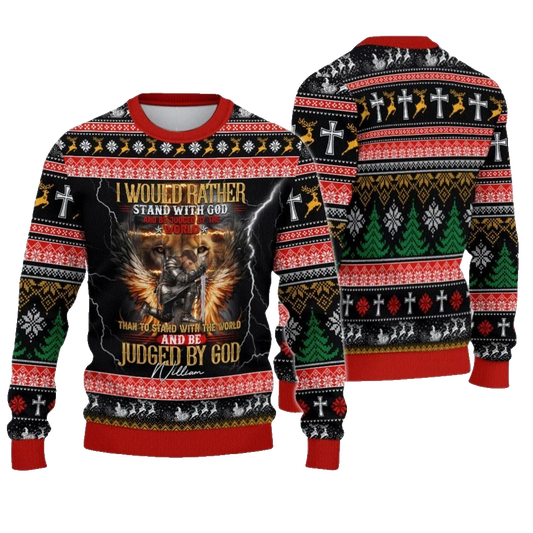 2026 Christmas I Would Rather Stand With God Christmas Ugly Sweatshirt - Moonbestprint