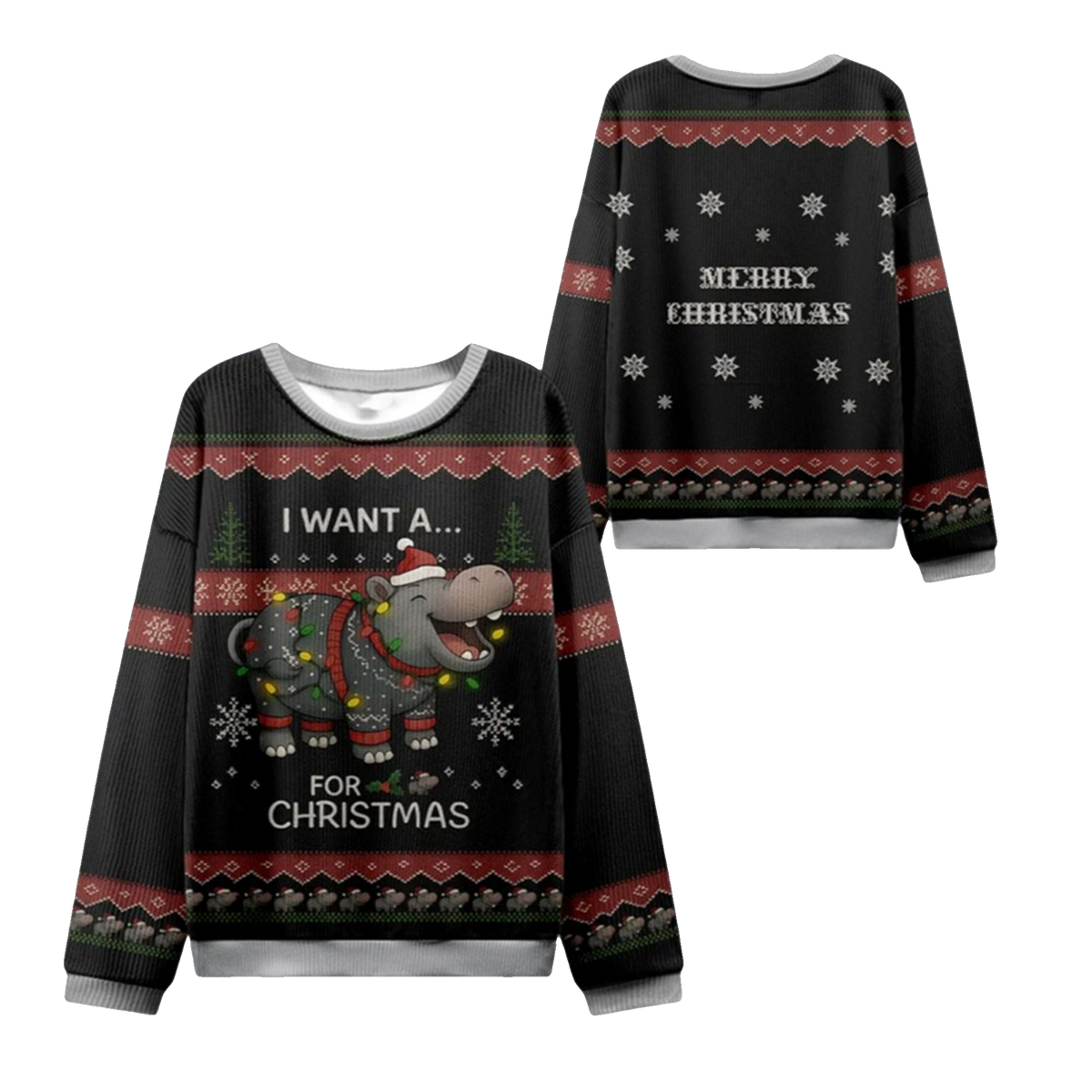 2026 Christmas I Want a Moo Deng Ugly Sweater - Moonbestprint