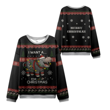 2026 Christmas I Want a Moo Deng Ugly Sweater - Moonbestprint