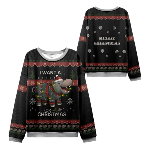 2026 Christmas I Want a Moo Deng Ugly Sweater - Moonbestprint