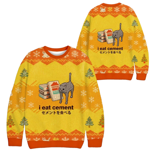 2026 Christmas I Eat Cement Cat Ugly Sweater - Moonbestprint