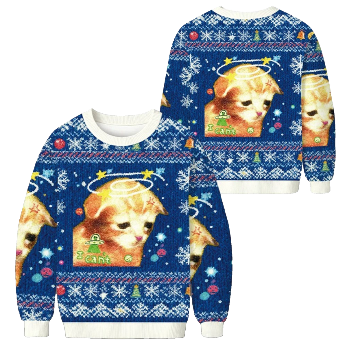 2026 Christmas I Can't Sad Cat Ugly Sweater - Moonbestprint