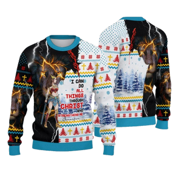 2026 Christmas I Can Do All Things Through Christ Christmas Ugly Sweatshirt - Moonbestprint