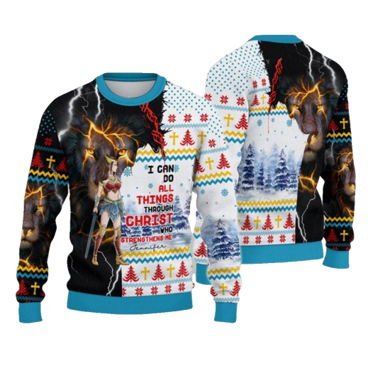 2026 Christmas I Can Do All Things Through Christ Christmas Ugly Sweatshirt - Moonbestprint