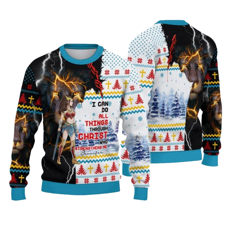 2026 Christmas I Can Do All Things Through Christ Christmas Ugly Sweatshirt - Moonbestprint