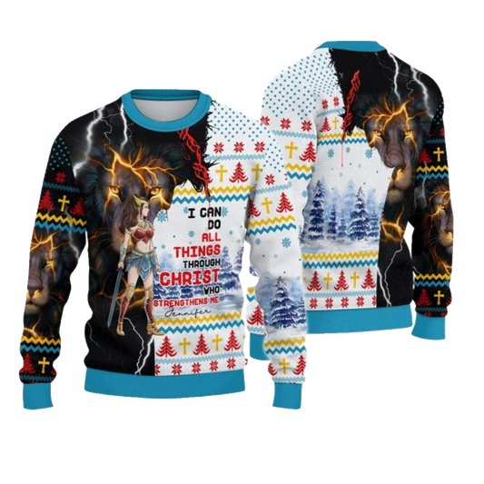 2026 Christmas I Can Do All Things Through Christ Christmas Ugly Sweatshirt - Moonbestprint