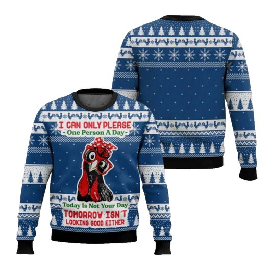 2026 Christmas I Can Only Please One Person A Day Chicken Ugly Christmas Sweater - Moonbestprint
