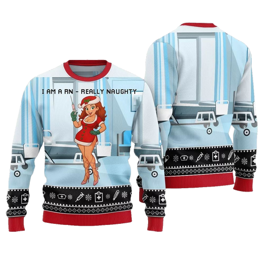 2026 Christmas I Am A RN Really Naughty Ugly Christmas Sweater - Moonbestprint