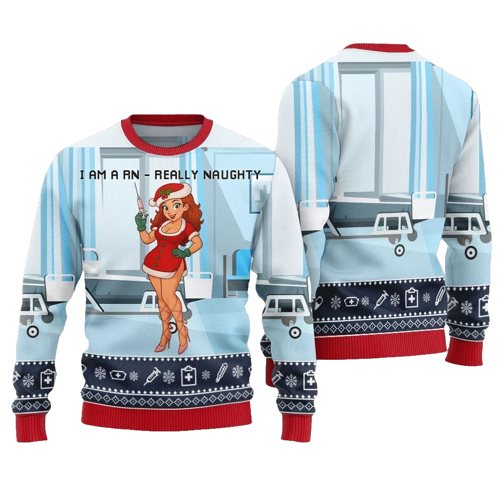 2026 Christmas I Am A RN Really Naughty Ugly Christmas Sweater - Moonbestprint